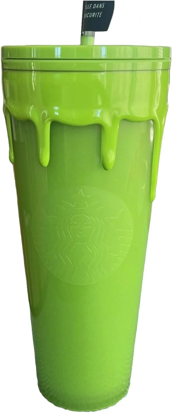Starbucks 2023 Fall Halloween Green Glow in The Dark Slime Drip Cup, 24 fl oz, Venti