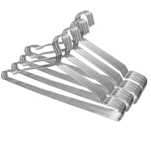 Extra Wide Wire Hangers for Plus Size Clothes, 19 Inch Stainless Steel Plus Size Hangers Ideal for XL, XXL Shirts, Coats, Dresses, Etc. Silver. 40pk.