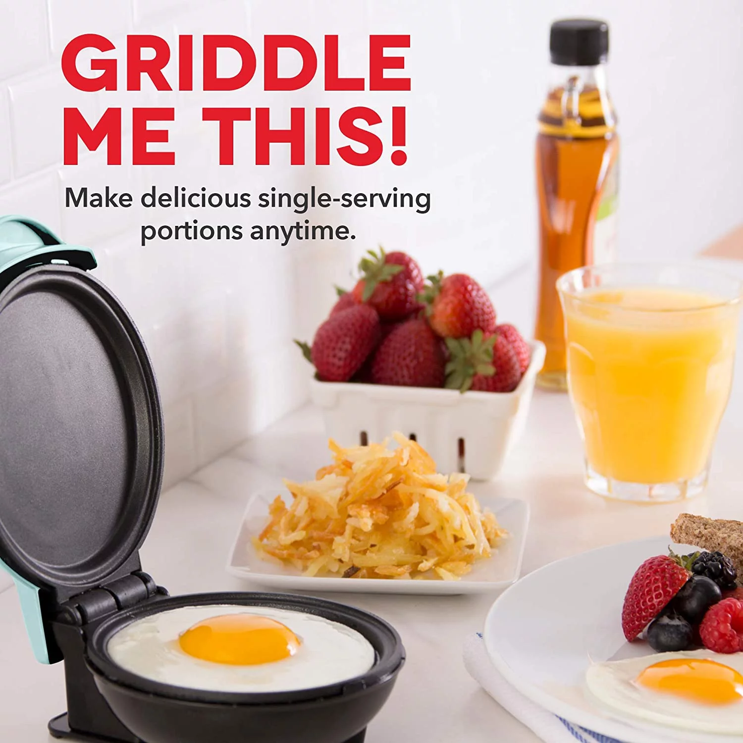 Mini Maker Electric Round Griddle for Individual Pancakes, Cookies, Eggs & other on the go Breakfast, Lunch & Snacks wit