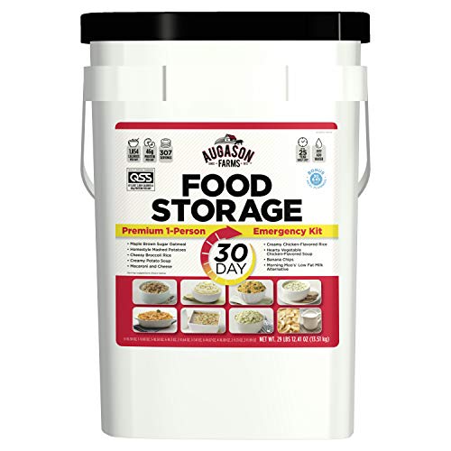 AUGASON FARMS Emergency Food Supply Bucket, 307 Servings, Dehydrated Meal Kit, Variety Pail, Long Shelf Life Just-Add-Water Meals for Prepping, Disaster Survival, Camping, Hiking, and More