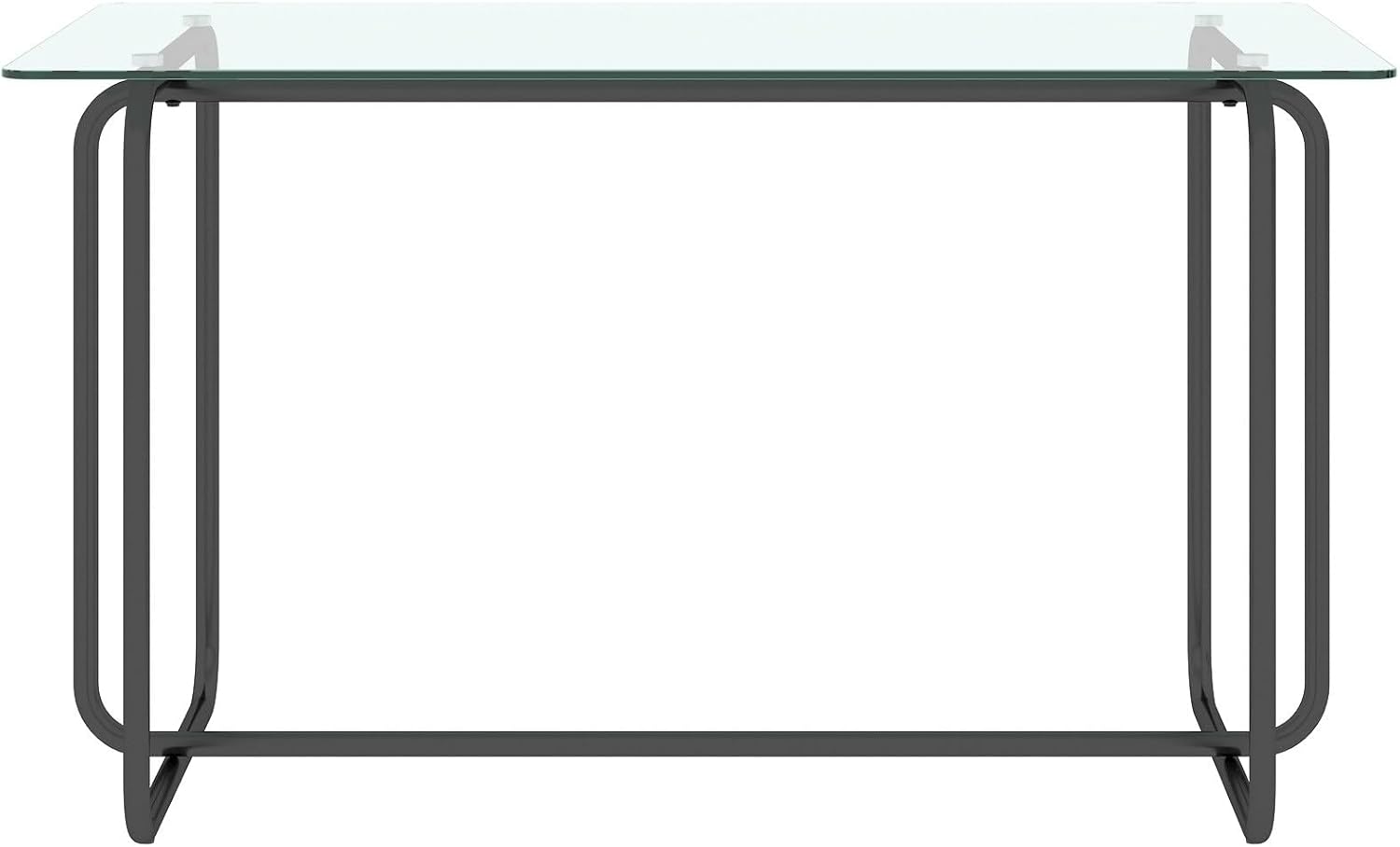 Overstock Modern Rectangle Dining Table Tempered Glass Tabletop with Metal Frame Transparent+Black