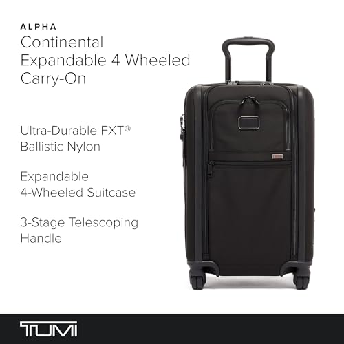 TUMI - Alpha International Expandable 4 Wheeled Carry-On - Rolling Carry On Suitcase for Domestic & International Travel - Black