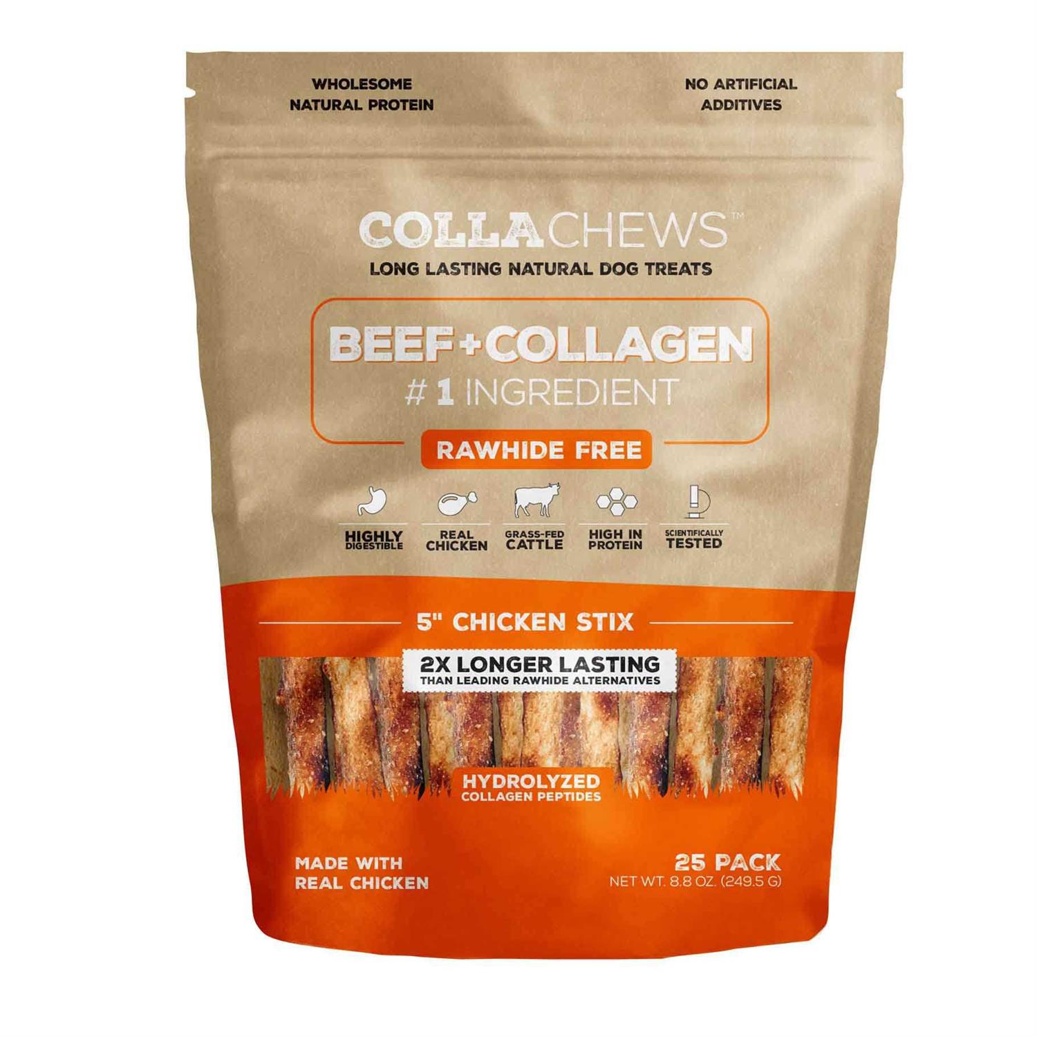 Collachews Beef + Collagen Rawhide Free 5 Stix Dog Treat - Pet Supplies online store