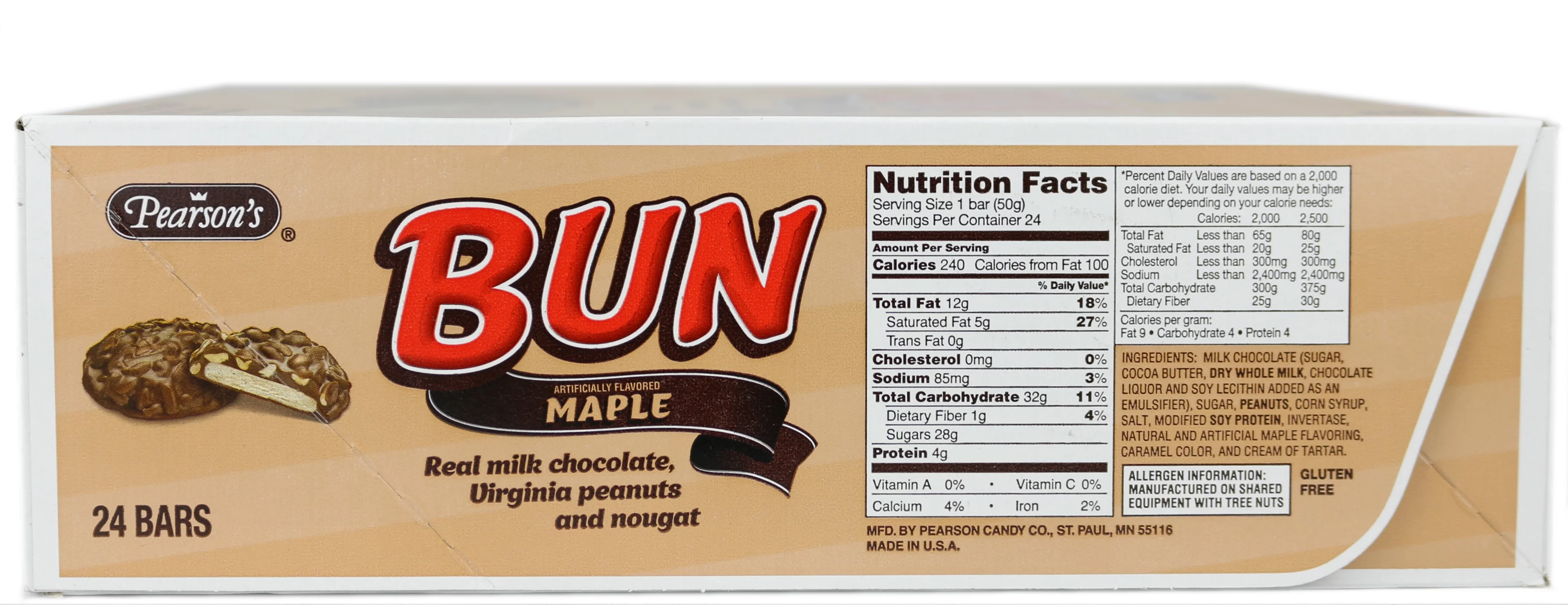 Pearson's Gluten-Free Maple Bun Bar, 1.75 Oz., 24 Count