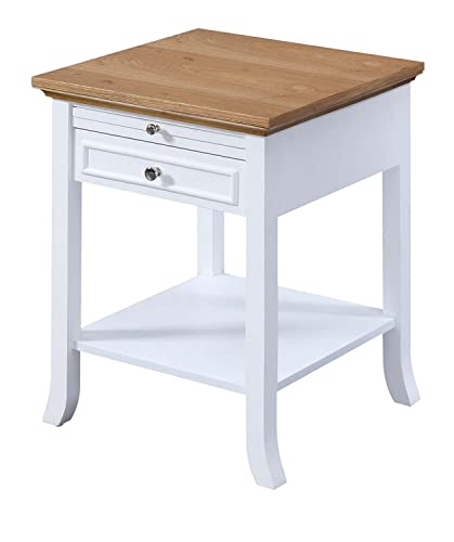 Convenience Concepts American Heritage Logan 1 Drawer End Table with Pull-Out Shelf, Black