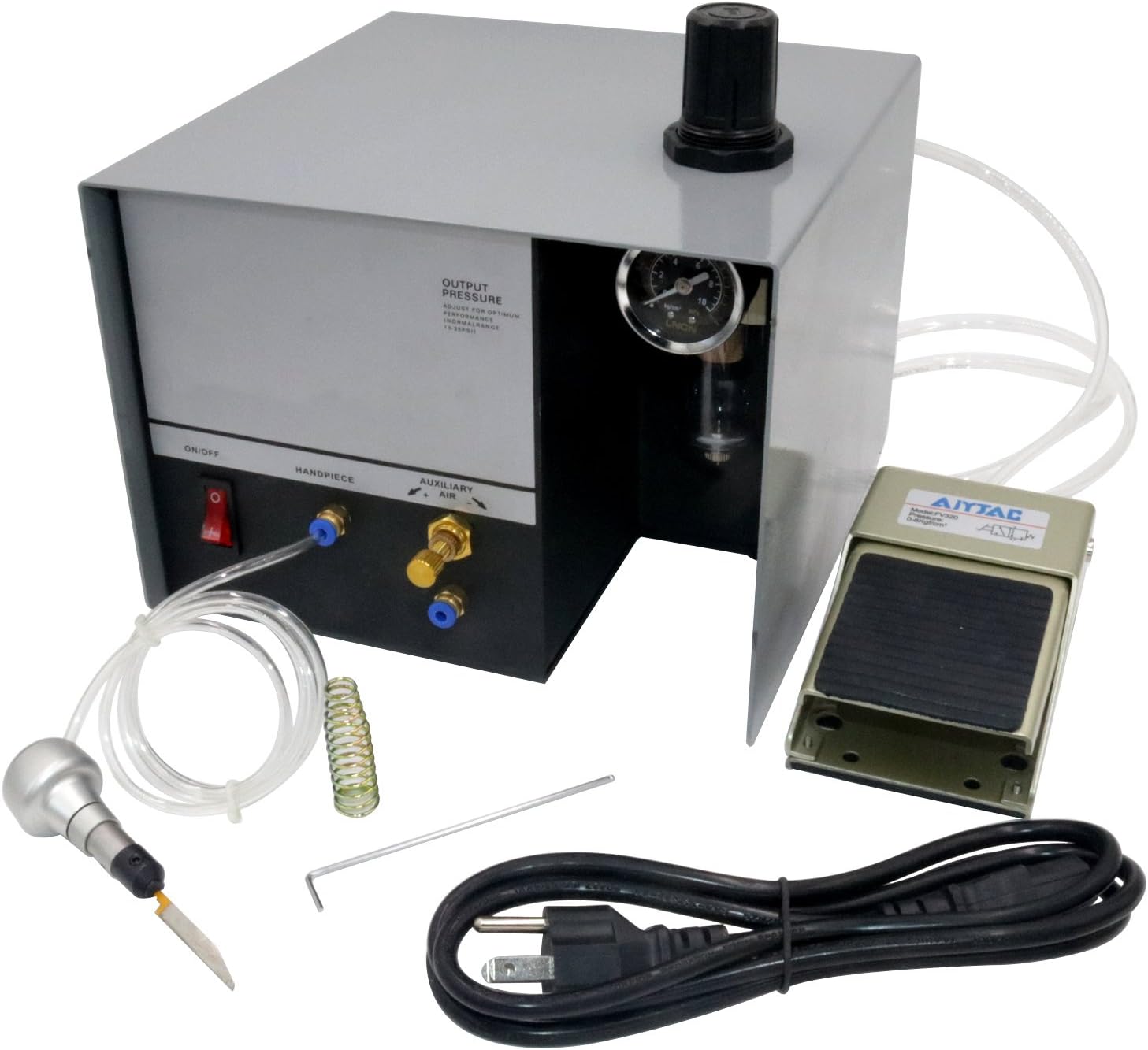 Single-Head Jewelry Pneumatic Engraving Machine 1400 RPM Adjustable Speed Pneumatic Hand Engraving Machines 60Hz 80W Pneumatic Graver Handpiece for Jewelry, Crafts and Wrought Iron