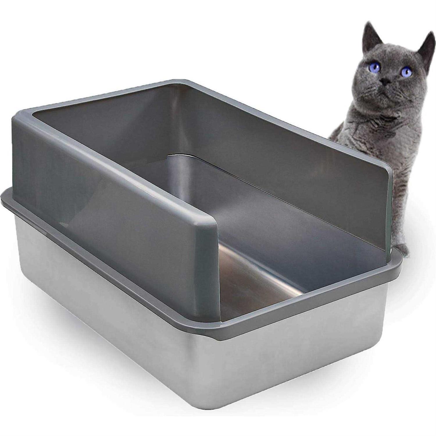 iPrimio Enclosed Sides Stainless Steel Litter Box XL Litter Boxes for Big cats - Pet Supplies online store