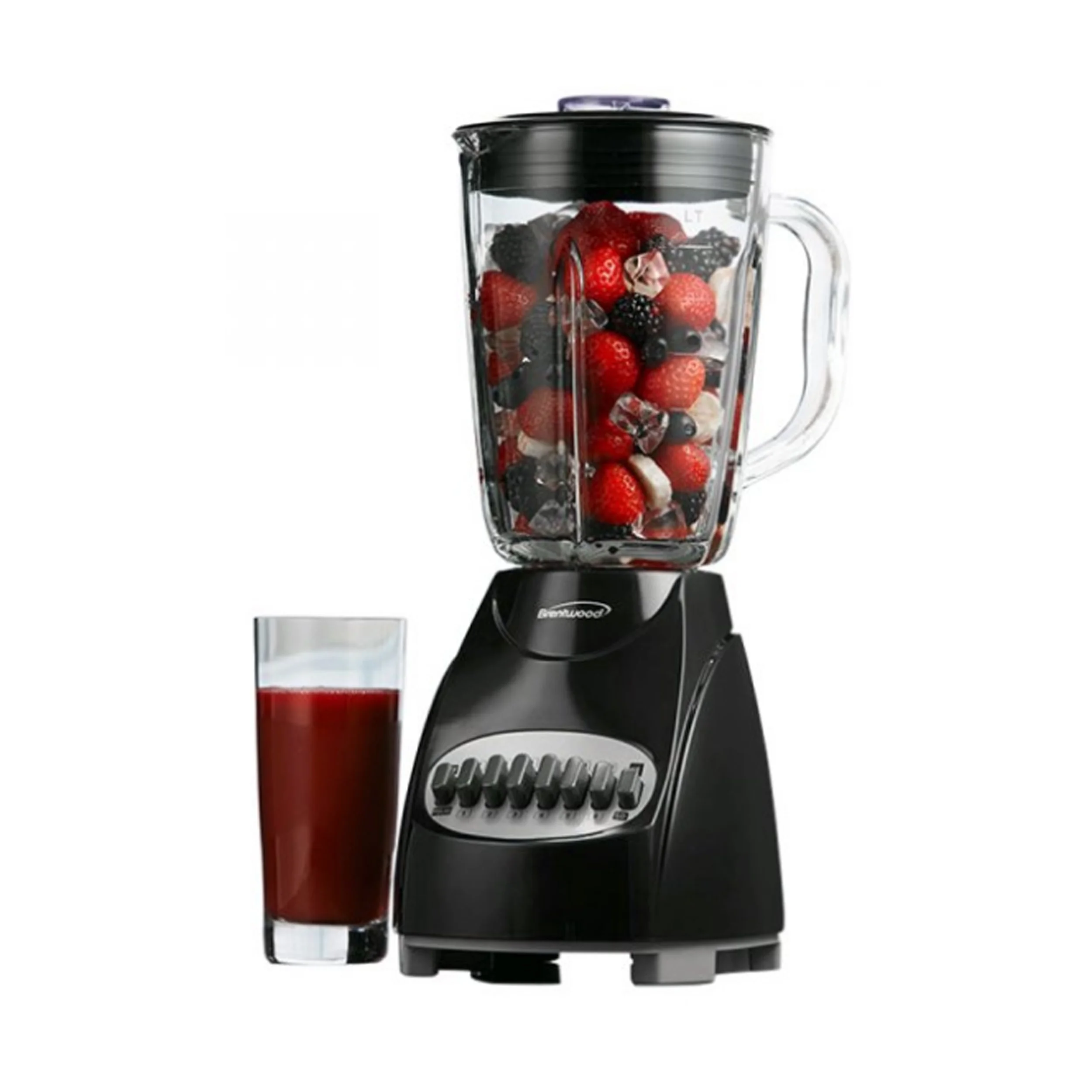 Brentwood JB-920B 12-Speed plus Pulse Blender with Glass Jar, Black