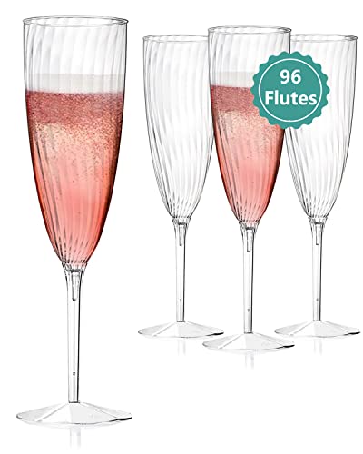 Plastic Champagne Flutes, 36 PCS Clear Disposable Wine Glasses Reusable Plastic Cocktail Cups for Home Daily Life Party Birthday Wedding Toasting Drinking Champagne(6 oz)