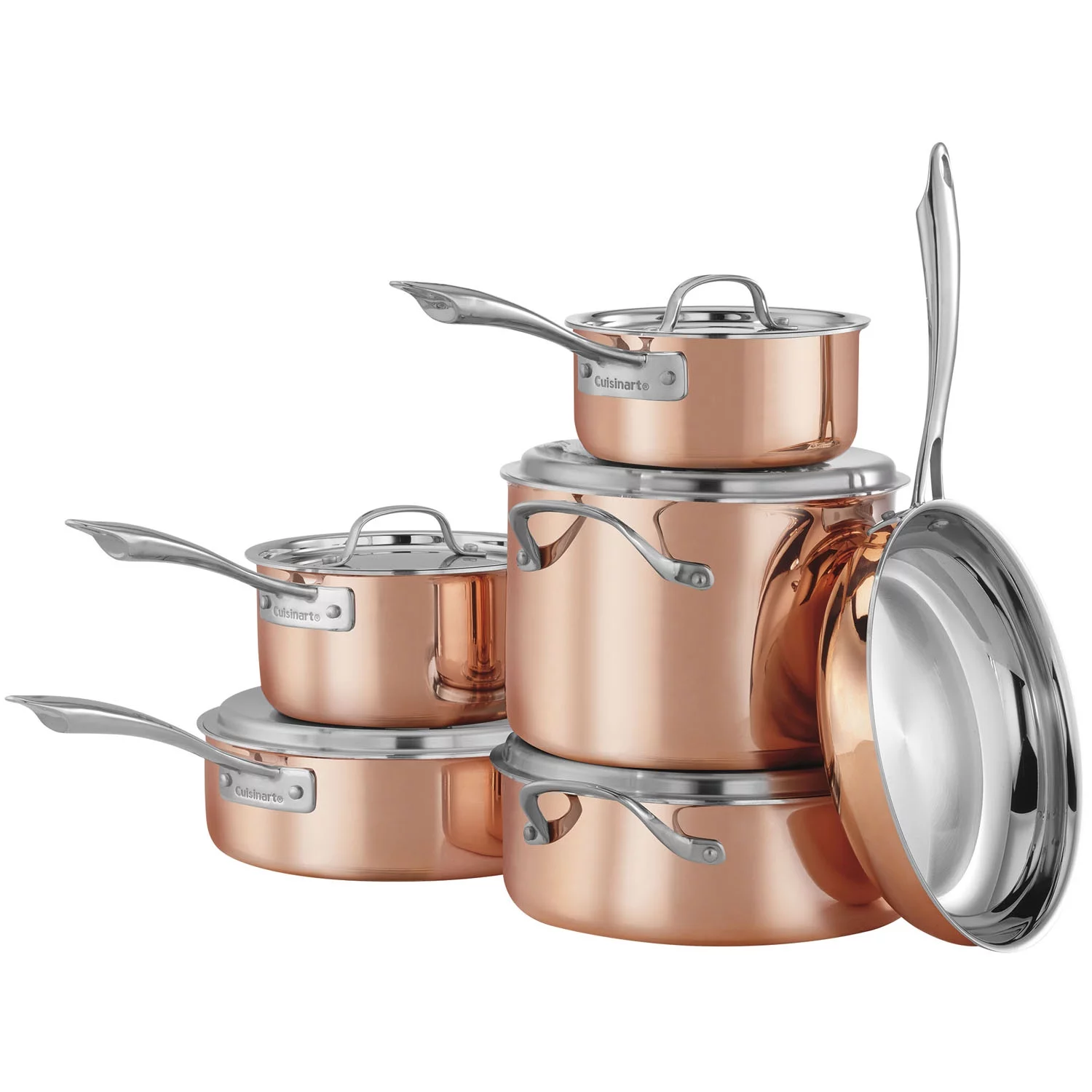 Cuisinart Copper Tri-Ply Stainless Steel 11-Piece Cookware Set CTPG-11PC