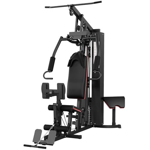 All in ONE Home Gym Equipment Multifunctional Full Body Workout Machine with 150LBS Weight Stack, Exercise Equipment with Pulley System