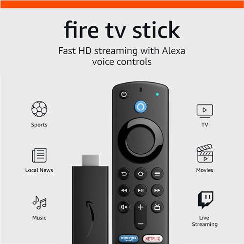 Amazon Fire TV Stick, sharp picture quality, fast streaming, free & live TV, Alexa Voice Remote with TV controls