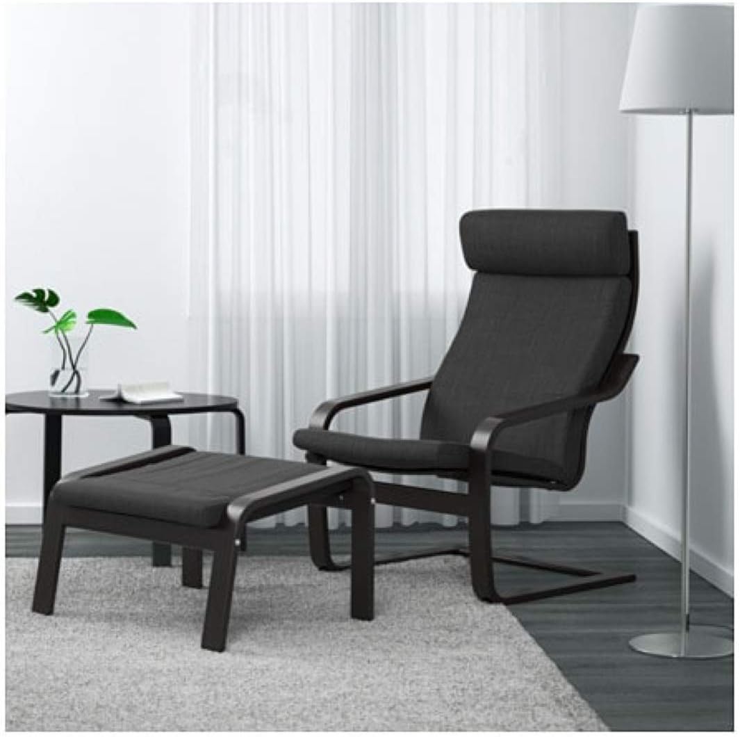 IKEA Poang Ottoman Black-Brown Hillared Anthracite 891.978.71