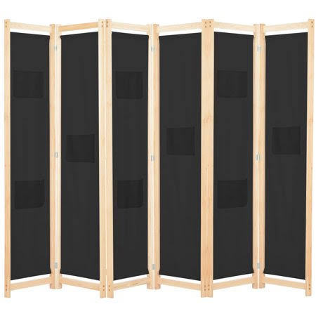 Lixada 6-Panel Room Divider Black 94.5 inchx66.9 inchx1.6 inch Fabric