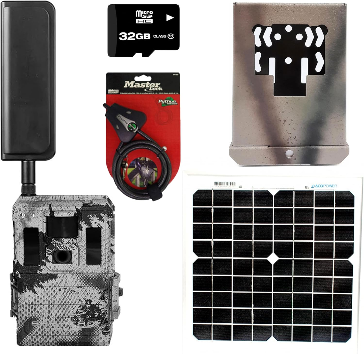 Spartan GoLive 2 AT&T 4G LTE Live Stream Dual Blackout IR Trail Camera with Security Lock Box, Locking Cable, Solar Panel Trail Camera Charger and 32GB Micro SD