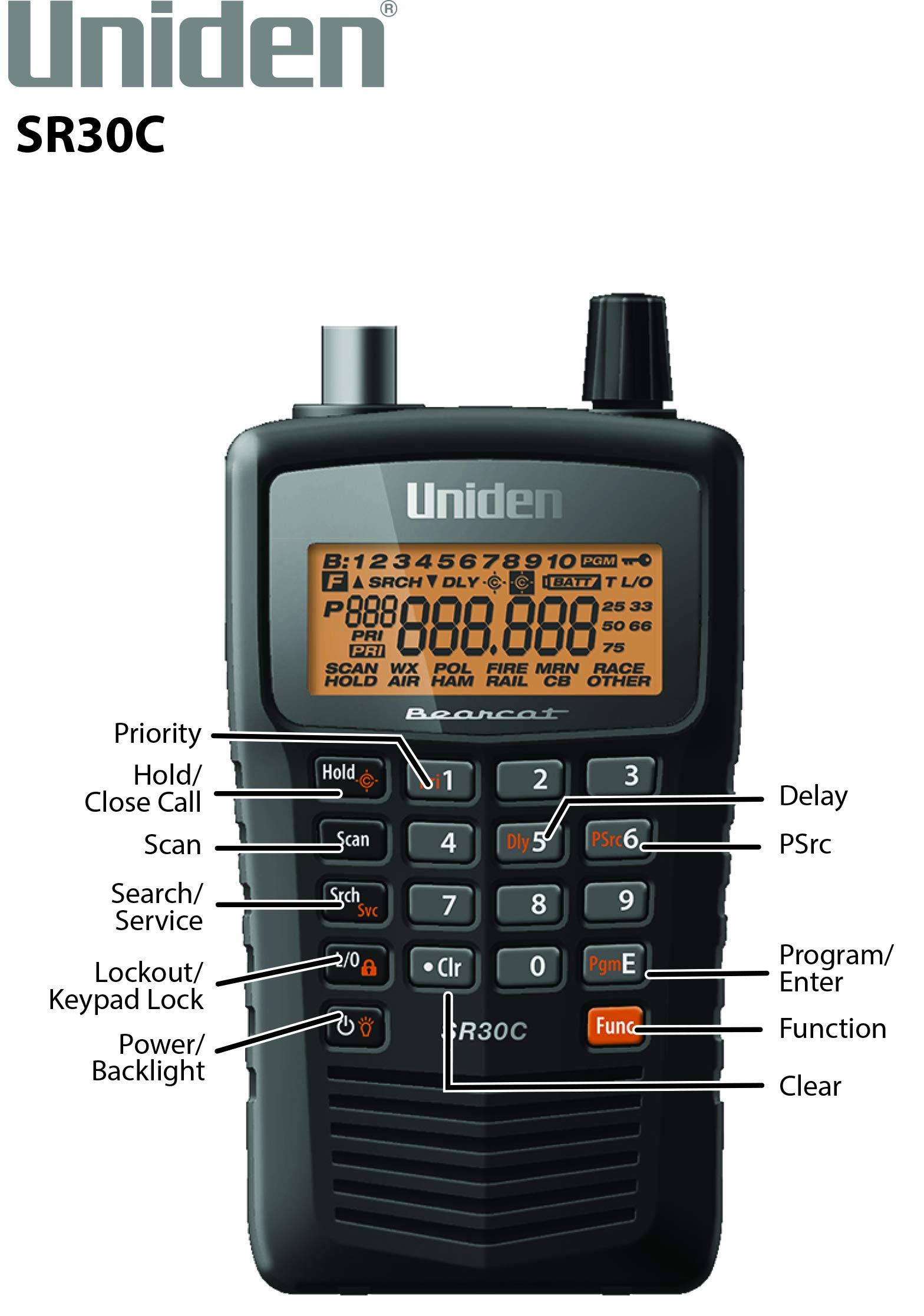Uniden 500-Channel Compact Handheld Scanner Sr30c