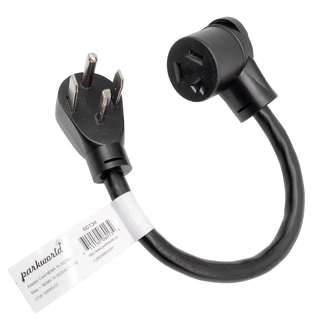 Parkworld 60134 Dryer Adapter Cord NEMA 14-30P Male to 10-30R Female, 30A, 250V, 1.5FT