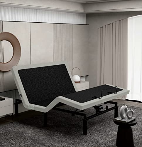 California King Adjustable Bed Base with 10 Inch Gel Memory Foam Mattress - Dual Massage - USB Ports - Zero Gravity - Underbed Light - Wireless Remote