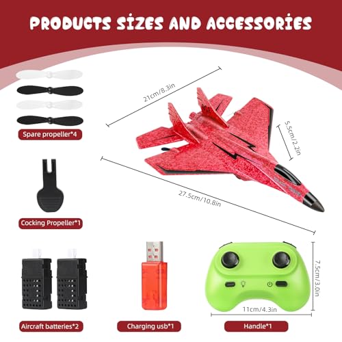 RC Plane, Remote Control Airplane- 2CH 2.4Ghz Remote Control Wireless Airplane Toy with Lights, Foam RC Fighter Plane Jet for Adults Kids Toys