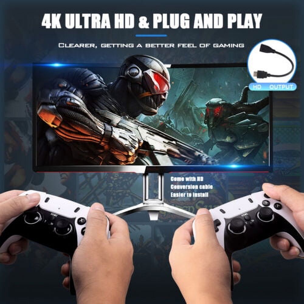Retro Game Console, 64G Nostalgic Plug and Play Video Game, 4K HDMI Output Plug and Play Classic Video Built in 37000+ Games, 2.4G Wireless Controllers