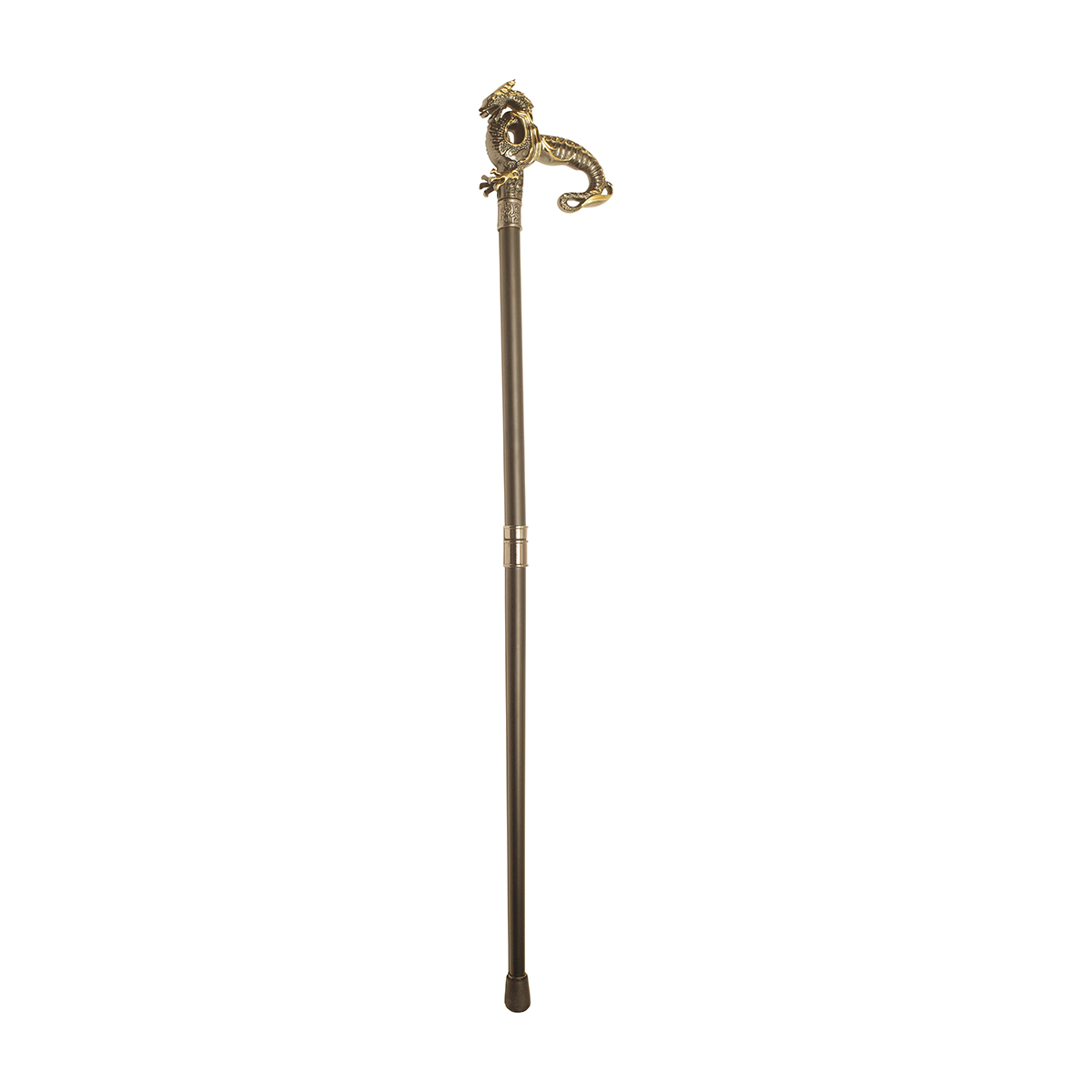 Winged Dragon Silver Gold Metal Cane 2pc Steel Shaft Men Women Walking Stick