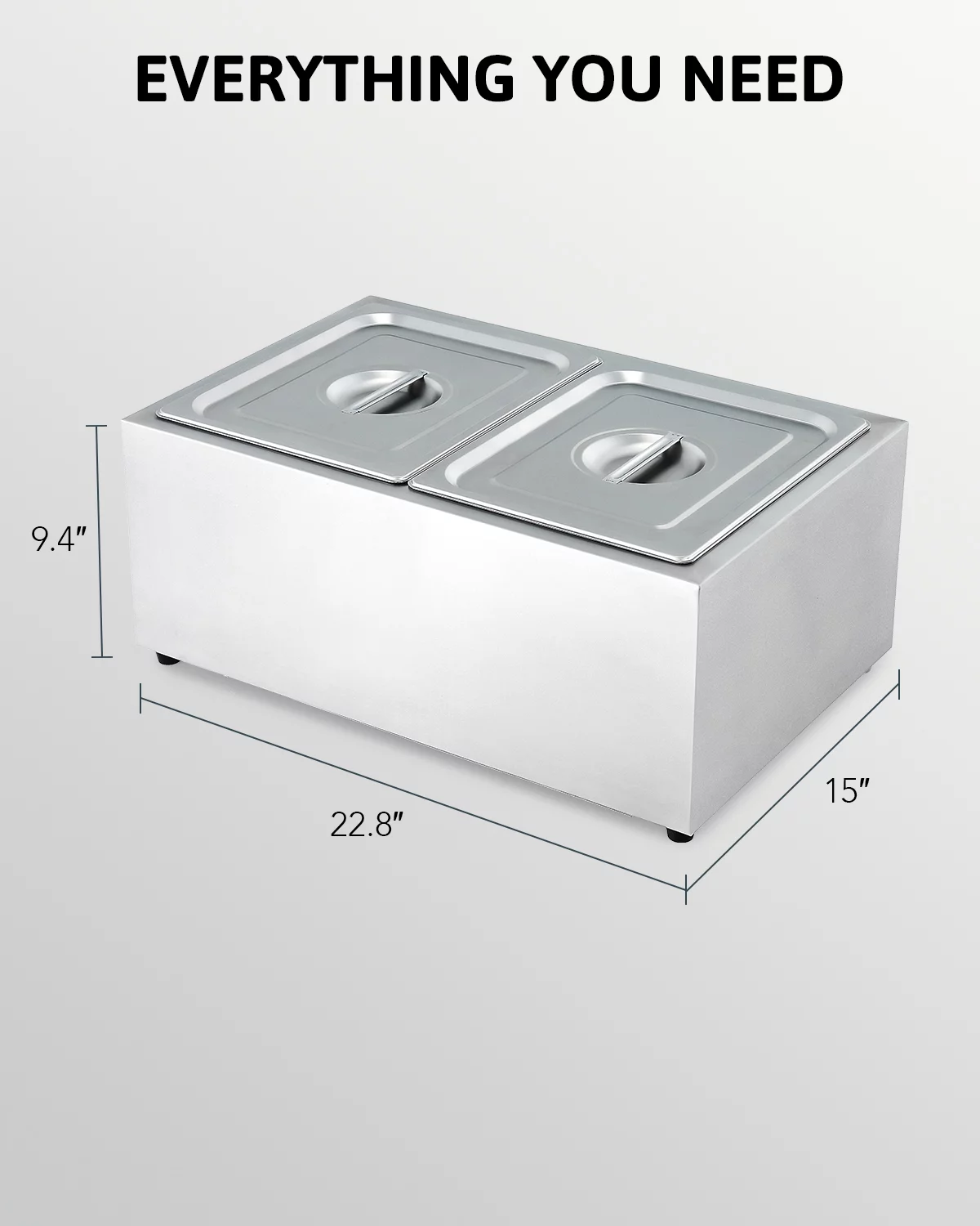 Wilprep Commercial 2 Pan Bain Marie Food Warmer 1200W 20 Quart Electric Buffet Warmer