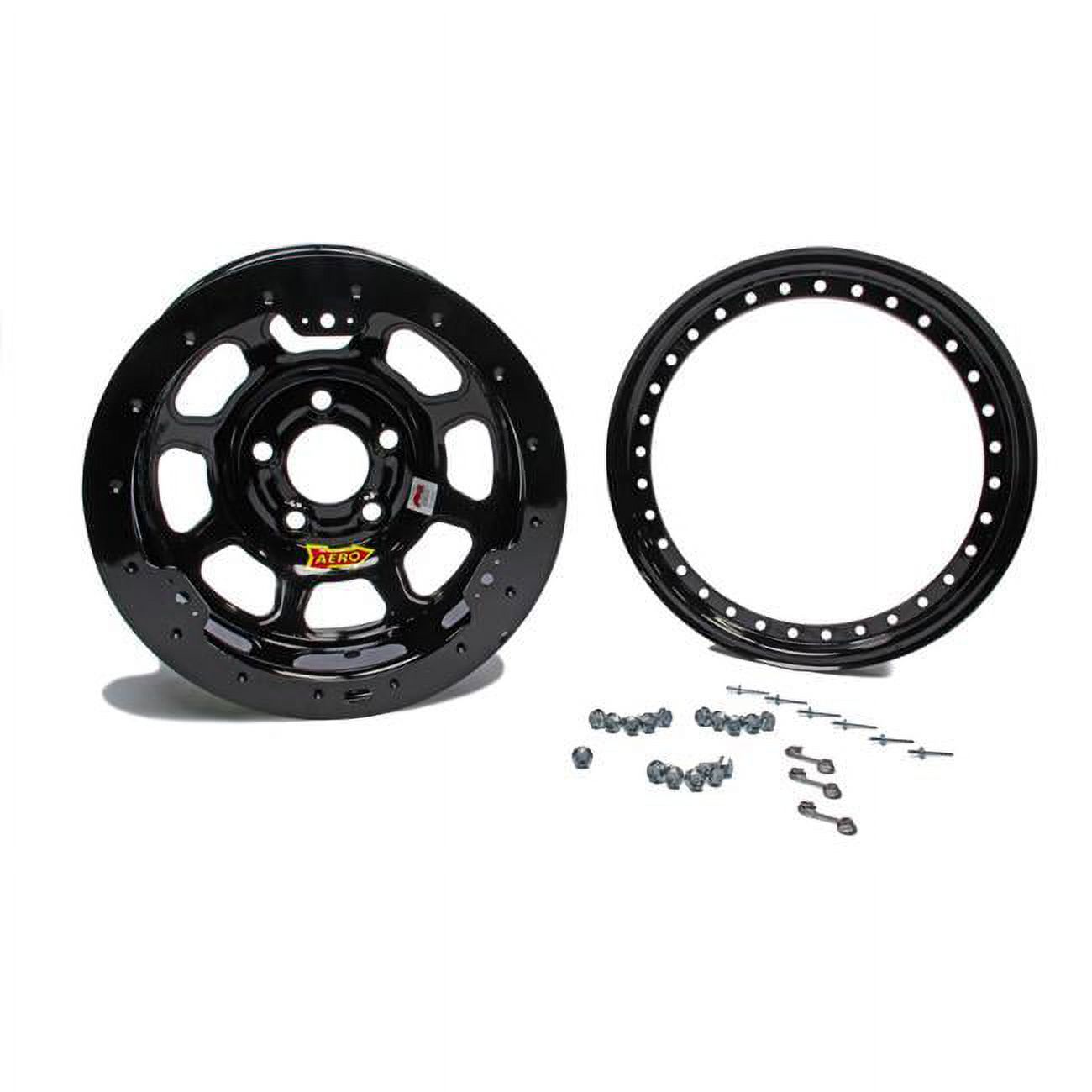 Aero Race Wheels  53 Series Beadlock Wheel, Black - 15 x 10 & 4 x 4.75 in.