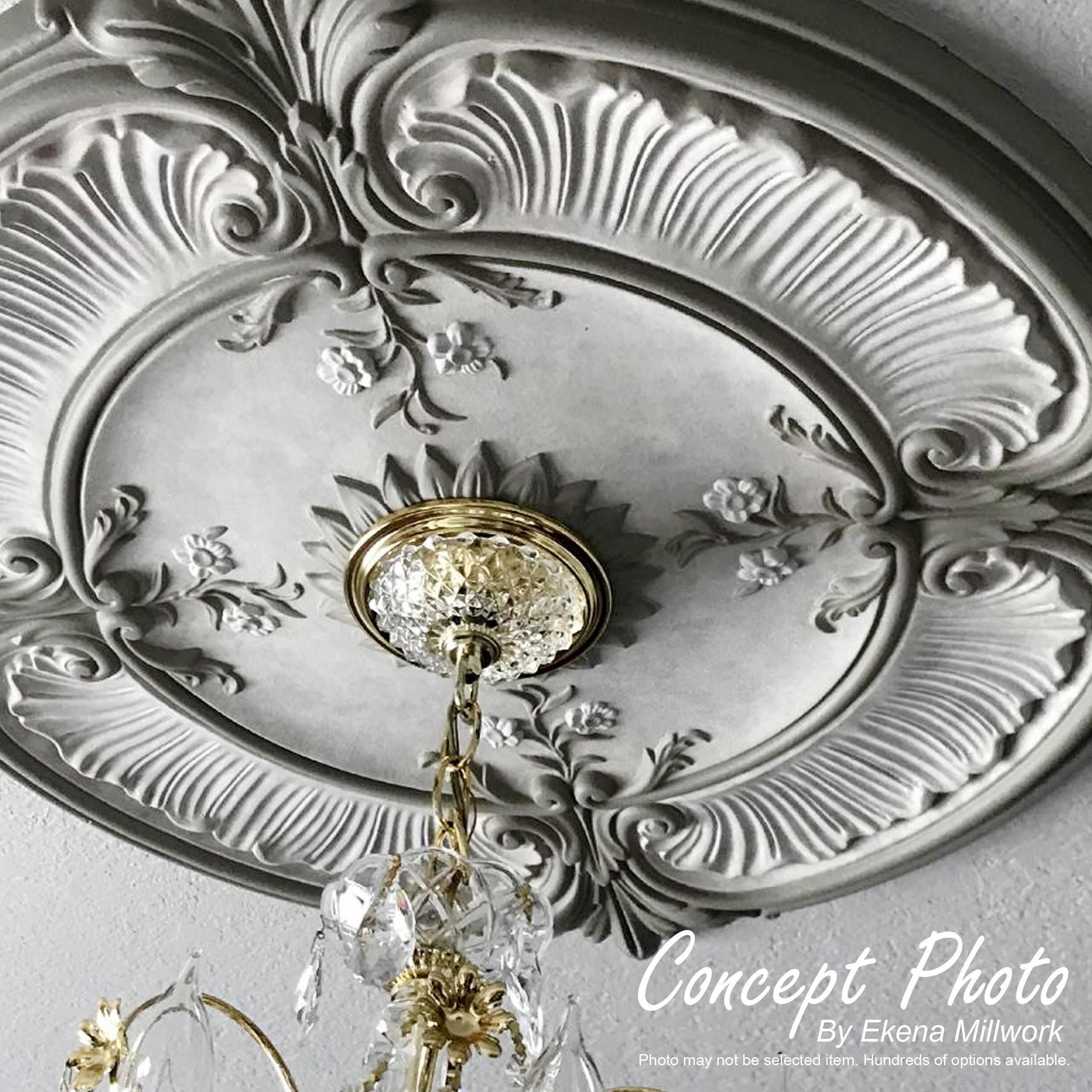 24 inchw x 20 1/2 inchh x 1 1/8 inchp Waltz Ceiling Medallion (Fits Canopies Up to 5 1/4 inch), Hand-Painted Black Pearl