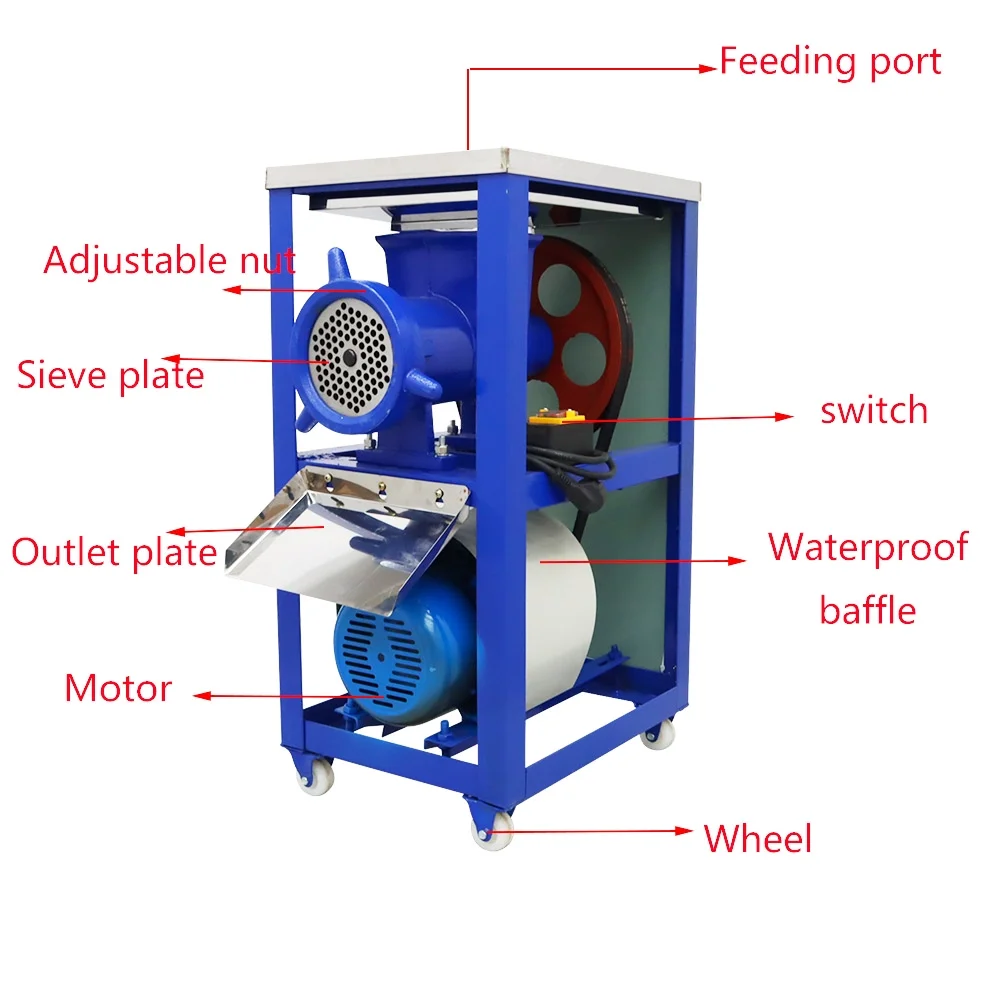 INTBUYING Electric Bone Crusher Meat Fish Chicken Bones Grinder Crusher Mincer Feed Processer 220V 2.2KW