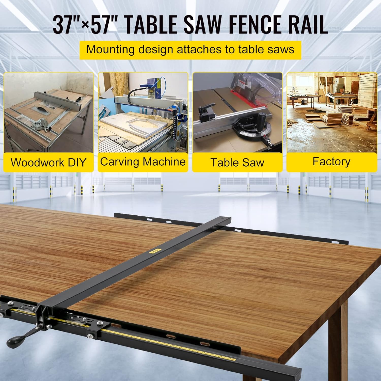 VEVOR Table Saw Fence System, 57×57 Classic Table Saw Fence Rail, Metric/Imperial Scale, Adjustable Hole Saw Fence System, w/Front Guide Bar Table Saw Fence, Tablesaw Fence Slide for Easy Gliding