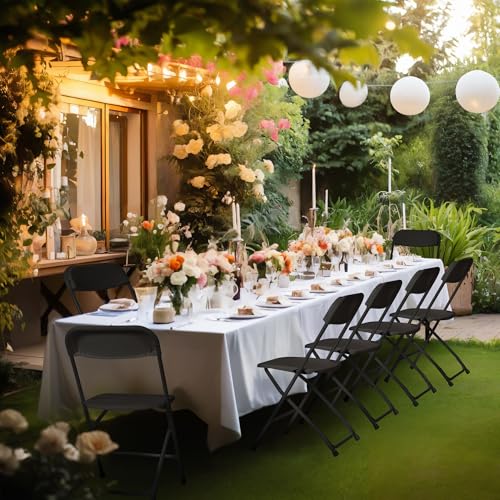 10 PCS Plastic Folding Chair, Portable Commercial Chair, 450 LB Capacity Premium Plastic Folding Chairs, Folding Chair for Wedding Party Outdoor Indoor, Stackable Folding Chairs White