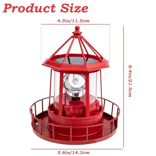 Solar Lighthouse Rotating Light - 360 Degree Rotating Lighthouse Lamp,IP65 Waterproof Solar Lighthouse Towers Statue Lights for Patio Fence Garden Courtyards,Lawns Decor (Black)
