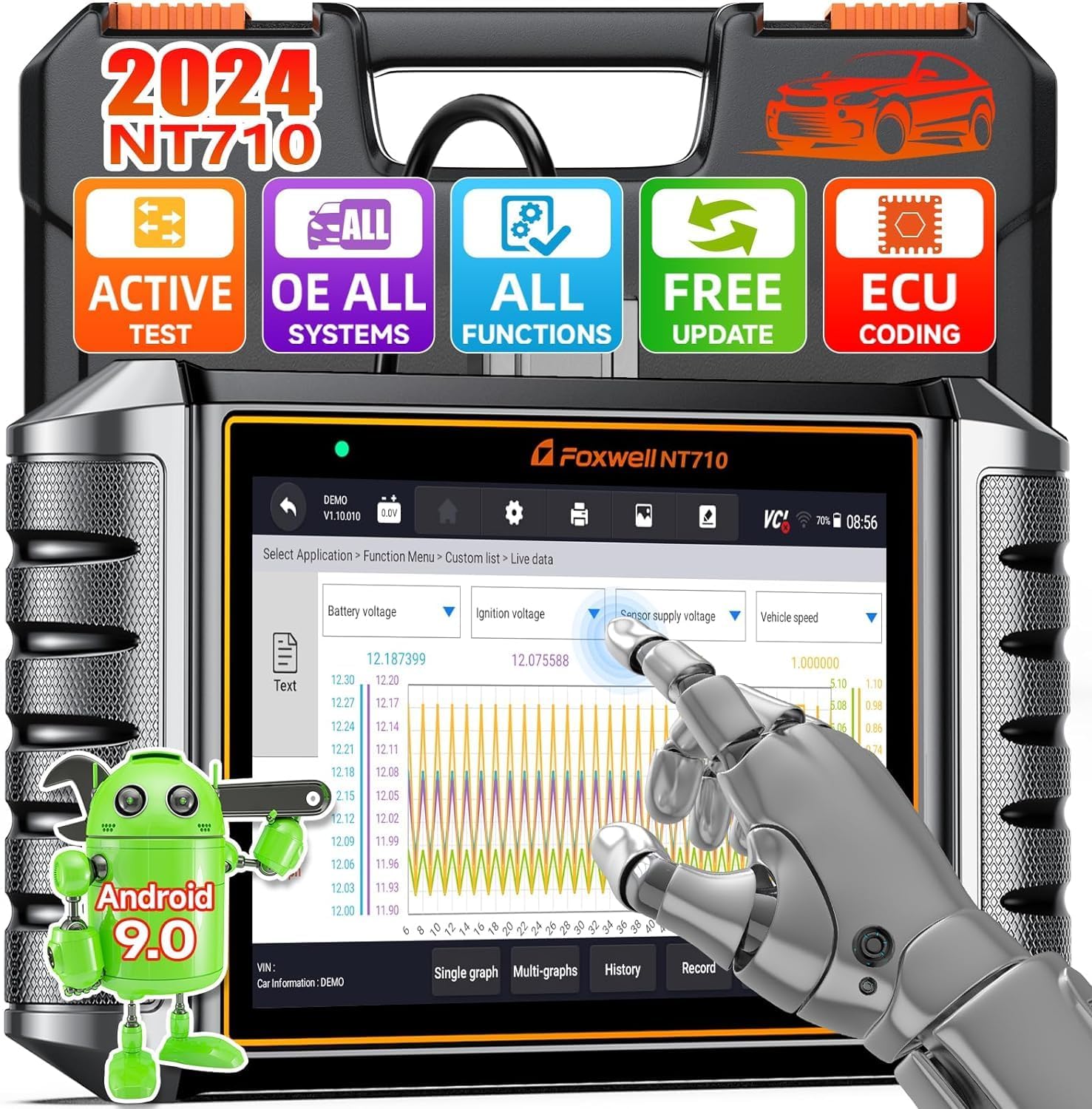 FOXWELL NT710 fit for Toyota Lexus Scion OBD2 Scanner Bi-Directional Control Full System Code Reader Diagnostic Scan Tool, All Service Reset Oil EPB Brake TPMS Crankshaft Relearn ECU Coding Live Data