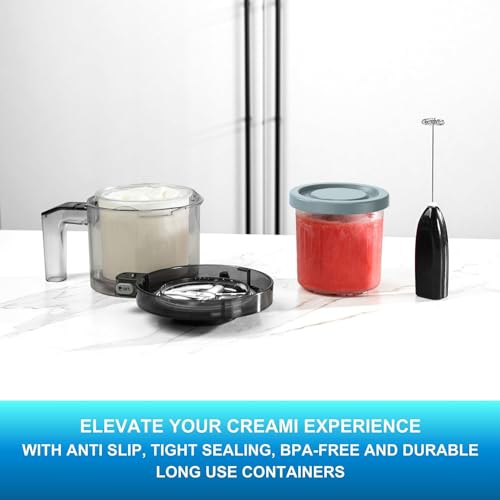Ninja Creami Deluxe Pints and Lids - 4 Pack, Extra Delux Pint Containers Compatible with Ninja Creamy NC500, NC501, CN501CO Series Ice Cream Machines, 24 OZ Creami Deluxe 11-in-1 XL Cups