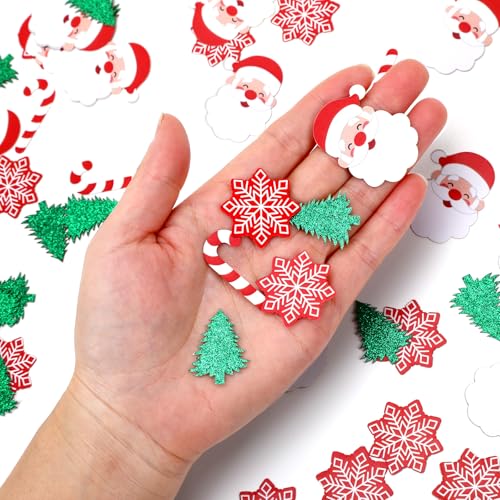 MARFOREVER Christmas Confetti, Glitter Christmas Tree Confetti Table Decorations Santa Claus Snowflakes Candy Canes Baby Shower Birthday Scatter Sprinkles for Xmas Party Supplies