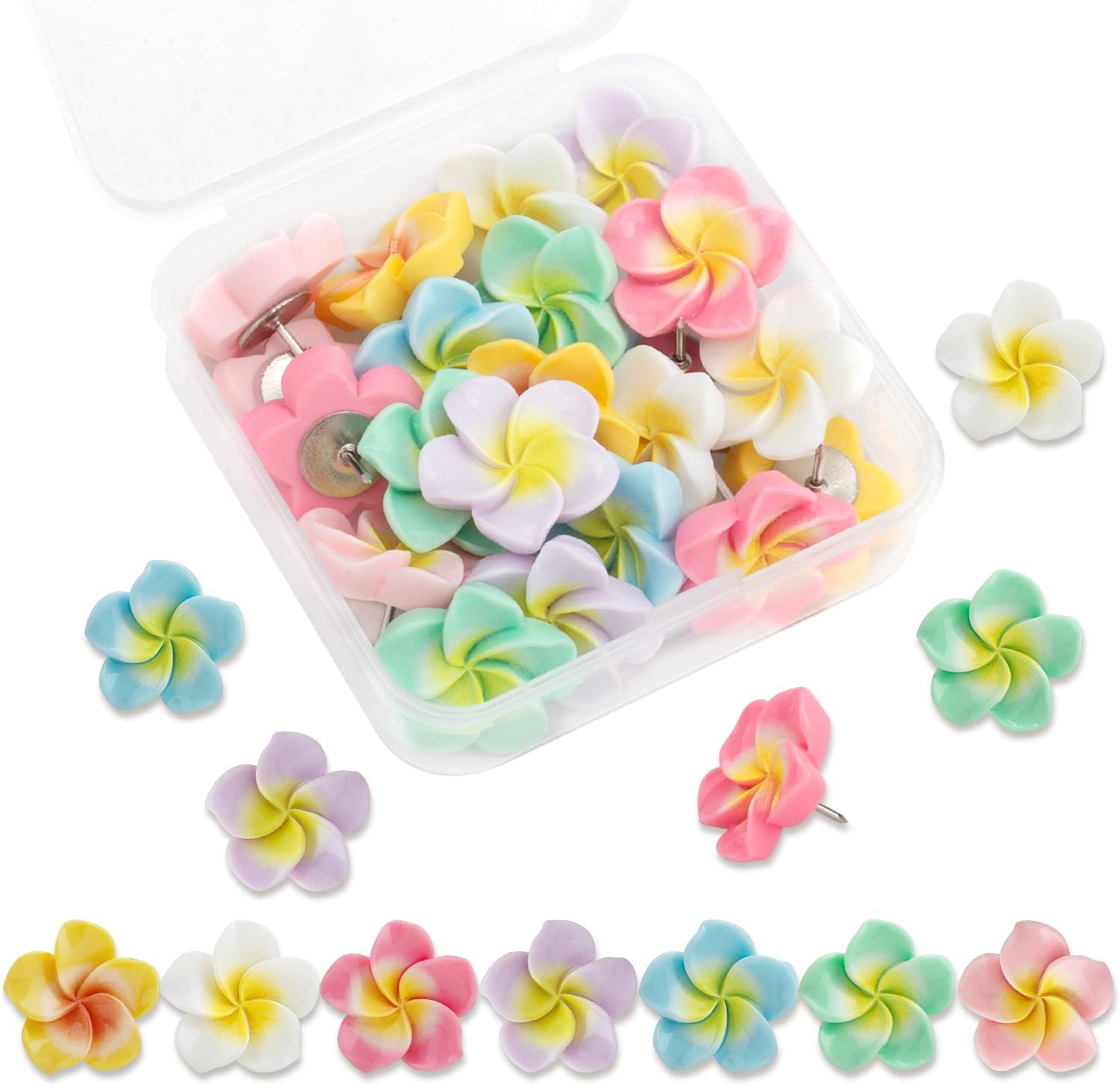 21 PCS Colorful Flower Push Pins Cute Thumb Tacks Decorative for Cork Boards Map Photos Calendar Cubicle Sccessories for Home Office Supplies