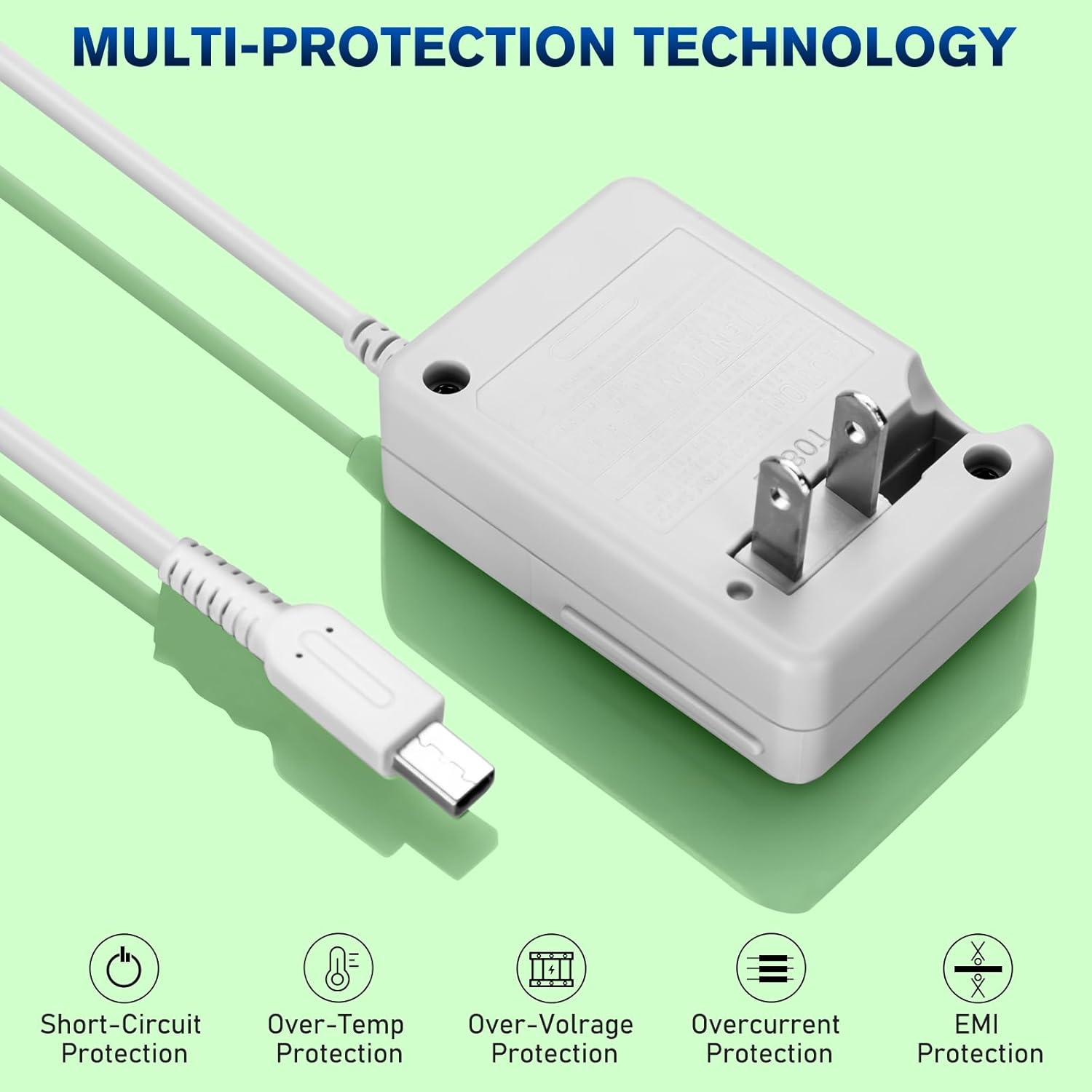 3DS AC Charger, Wall Plug Power Adapter Compatible with Nintendo 3DS/ DSi/DSi XL/ 2DS/ 2DS XL/New 3DS XL 100-240V