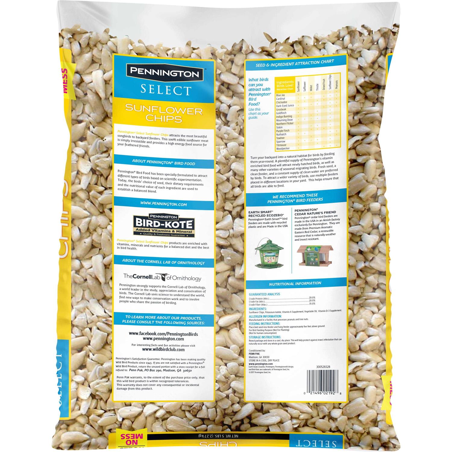 Pennington Select Sunflower Chips, Dry Wild Bird Food and Seed - Pet Supplies online store