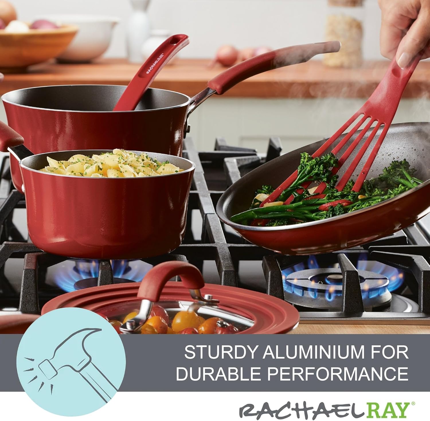 Rachael Ray 14753 11-Piece Nonstick Cookware Set - Red