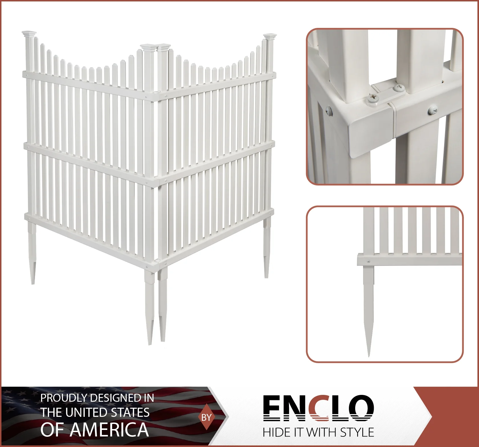 Enclo Huntersville Outdoor No Dig Privacy Screen Enclosure for Garbage Bins and Air Conditioners (48in x 36in - 2 panels)