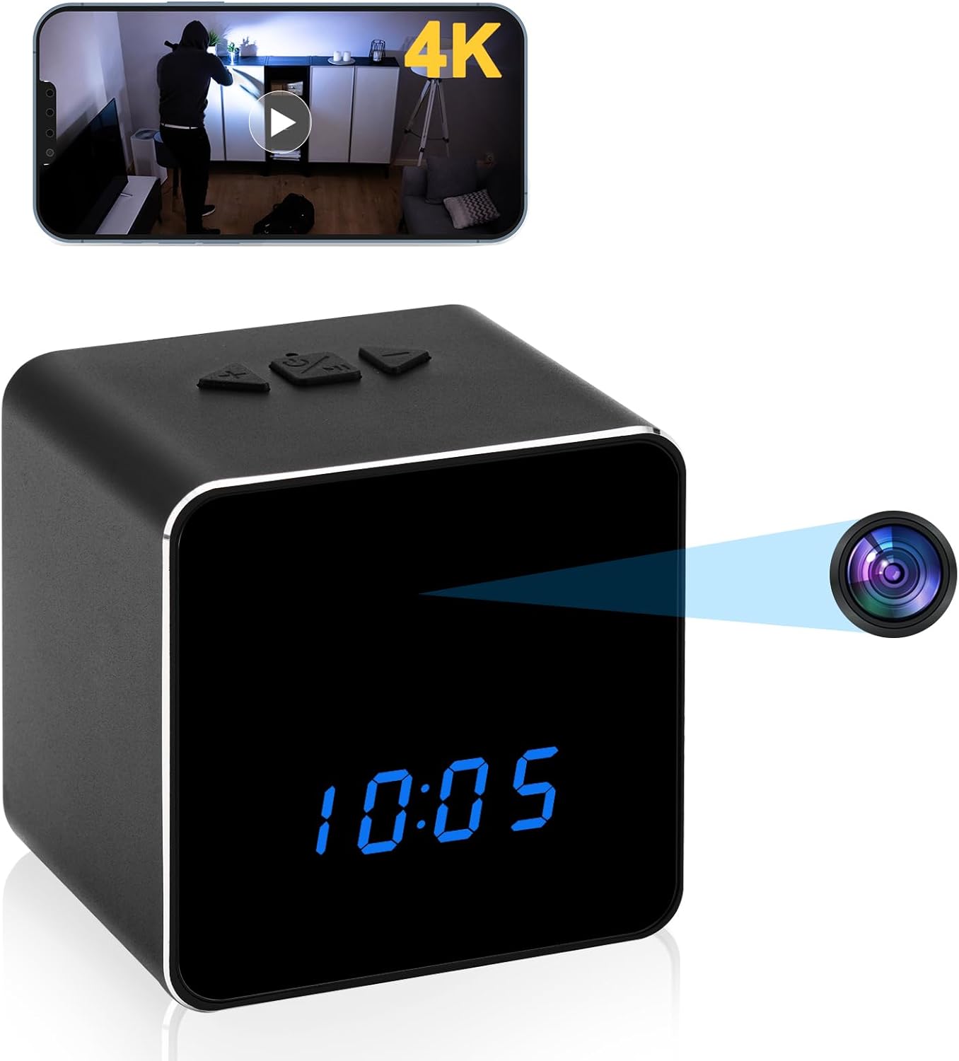 256G Spy Camera Hidden Camera Bluetooth Speaker, WiFi Hidden Camera Clock with Video,4K Spy Cam Nanny Pet Camera with Night Vision,Motion Detection,Remote View,Hidden Cameras for Home Security Indoor