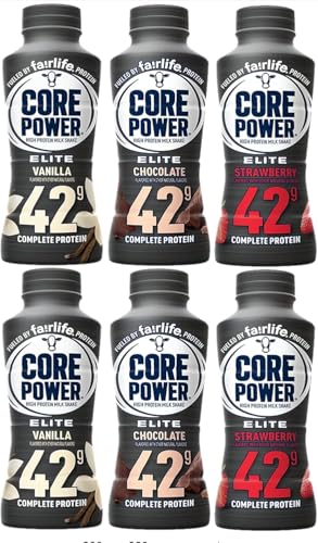 Veher Fairlife Core Power Elite 42g High Protein Milk Shakes Variety Pack - Ready to Drink for Workout Recovery, 14 Fl Oz (6 - Pack)