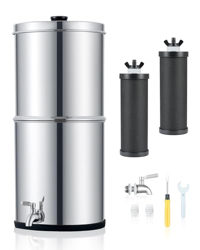 CO-Z Gravity-Fed Water Filter System, 2.25 Gal Countertop Water Filtration System, Stainless Steel Gravity Water Purifier