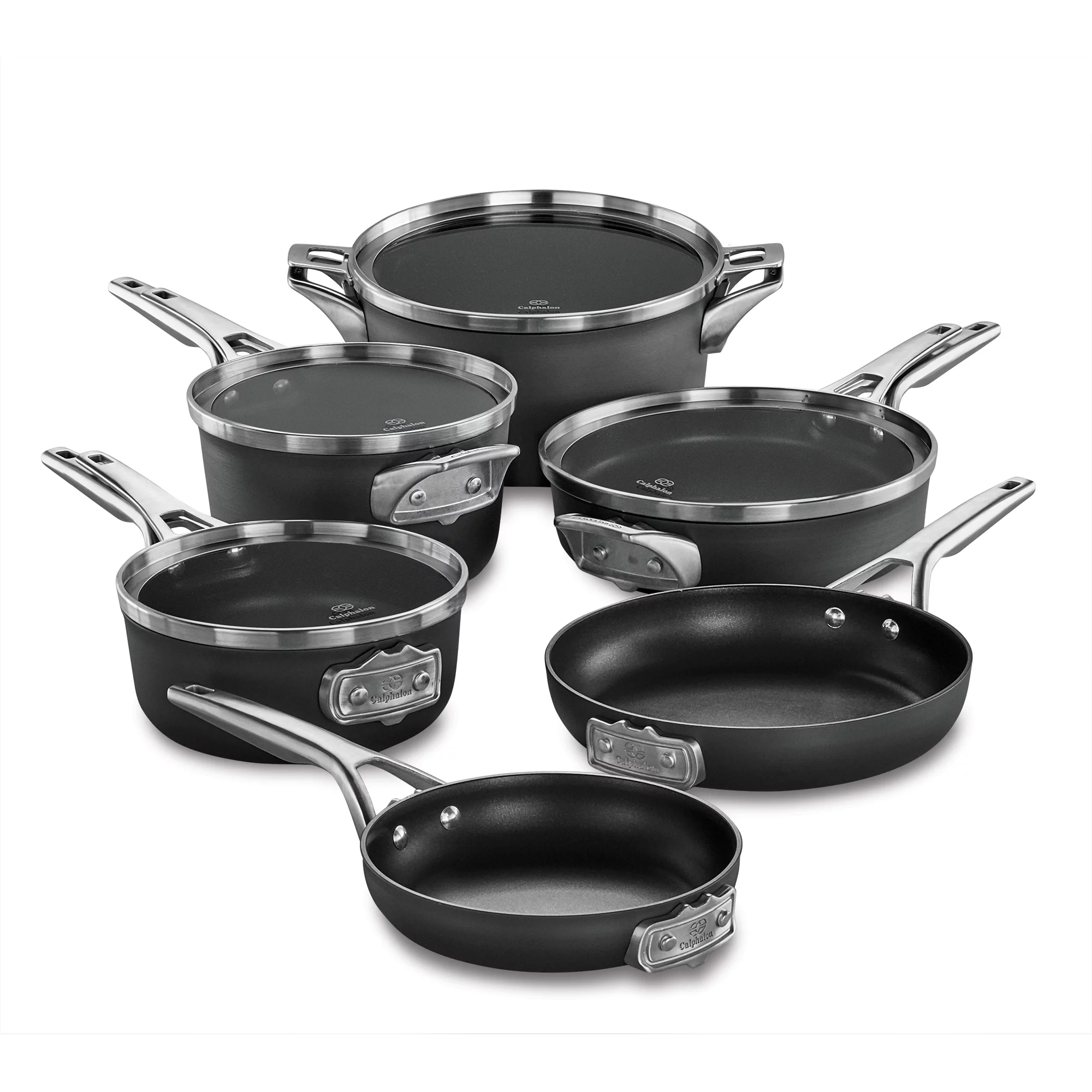Calphalon Premier Space-Saving MineralShield Nonstick Cookware, 10-Piece Pots and Pans Set
