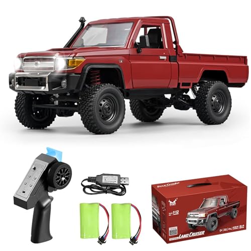 RC Truck 1/12 RC Rock Crawler, MN-82 4x4 Toyota Land Cruiser Remote Control Pickup Off Road RTR 2.4GHz Remote Control Rock Crawler Car Toy with Controllable Headlights 2 Batteries