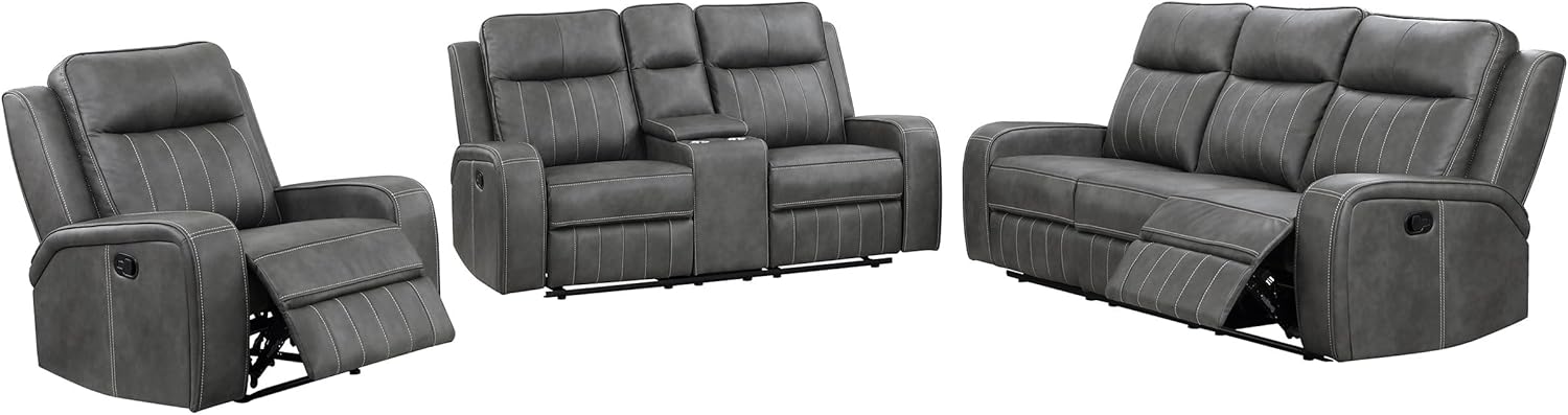 Coaster Home Furnishings Raelynn 3-Piece Upholstered Motion Reclining Sofa Set Grey