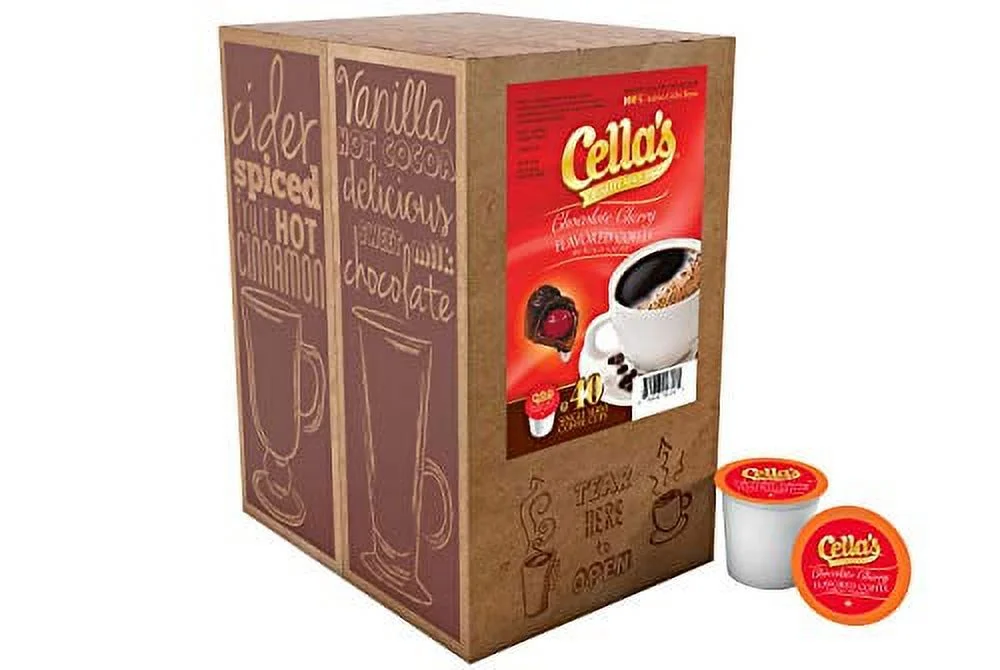 Cella's Chocolate Cherry Flavored Coffee, Compatible With 2.0 Keurig K Cup Brewers, 40 Count (Pack of 1)