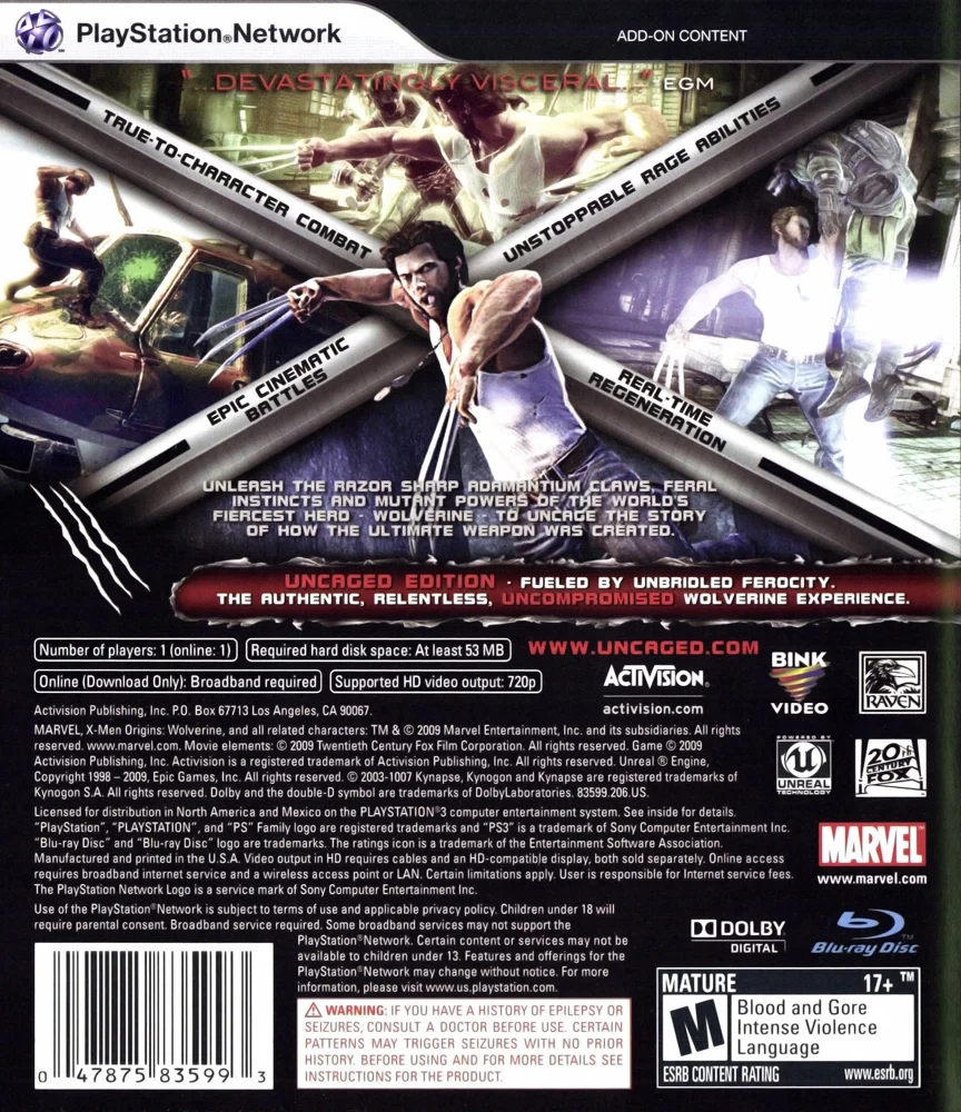 X-Men Origins - Wolverine Uncaged Edition - PlayStation 3