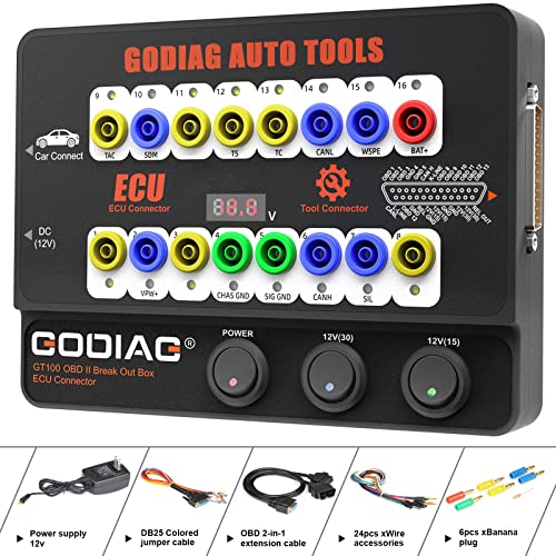 Godiag GT100+ OBDII Breakout Box, Advanced OBD and CAN Protocol Detector for ECU Bench Testing and Car Diagnostics