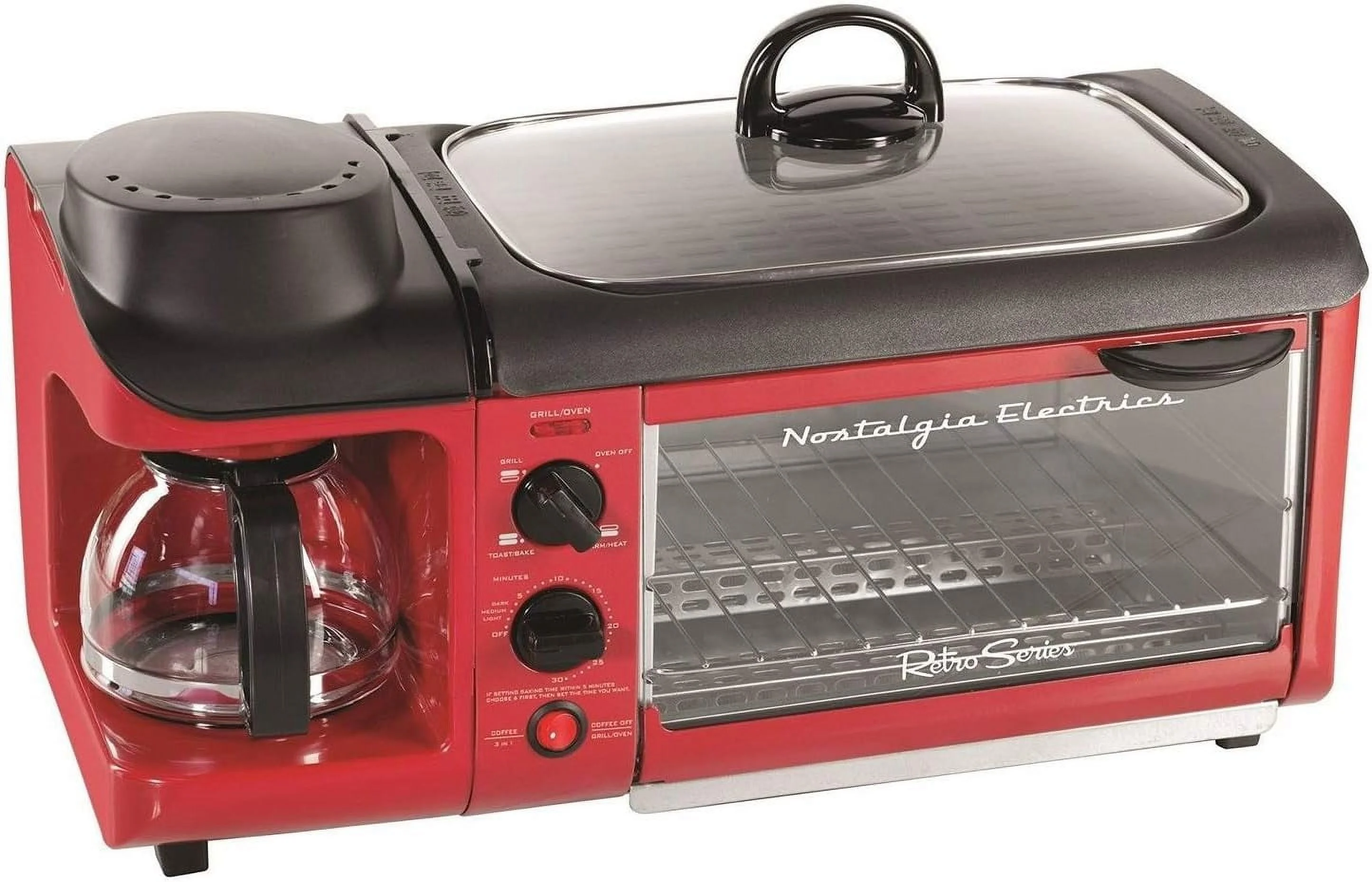 3 In 1 Breakfast Station Toaster Oven Griddle Coffee Maker